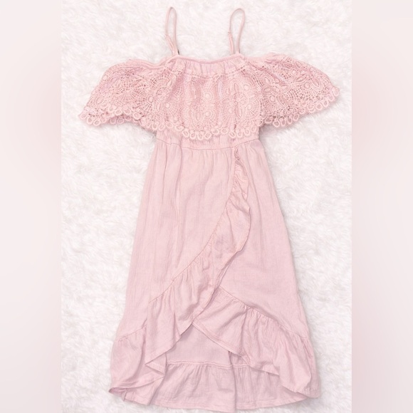 No Boundaries Dresses & Skirts - Blush Pink Lace Off Shoulder Midi Dress No Boundaries Size Small Boho Romantic